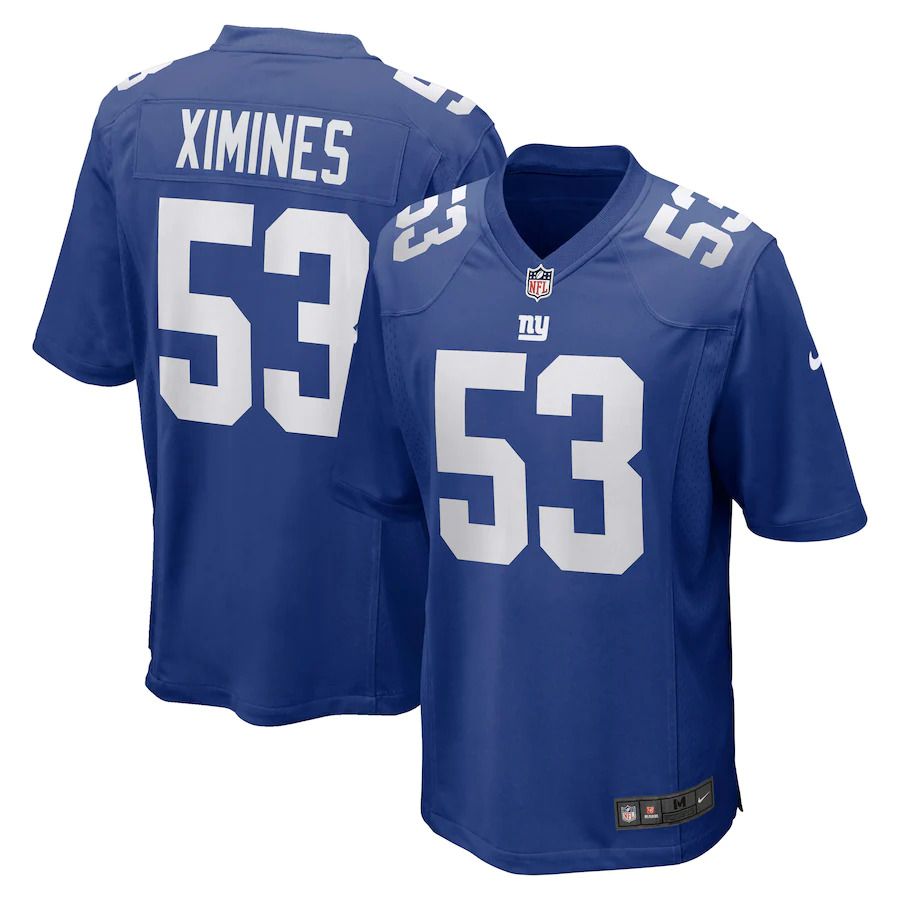 Men New York Giants 53 Oshane Ximines Nike Royal Game NFL Jersey